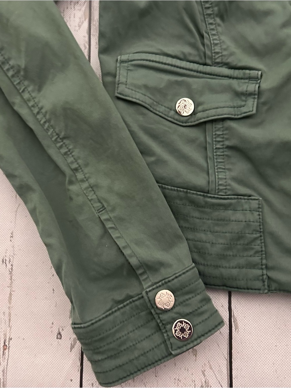 Sz 4 White House Black Market Olive Utility Jacket - Picture 5 of 14